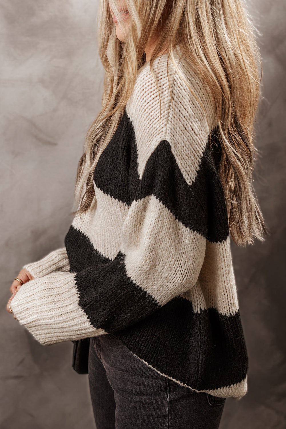 Jet Stream Colorblock Loose Pullover Sweater Sweaters & Cardigans/Sweaters