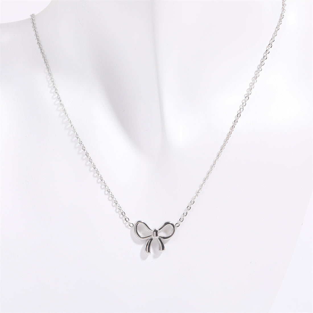 Titanium Steel Bow Pendant Necklace 