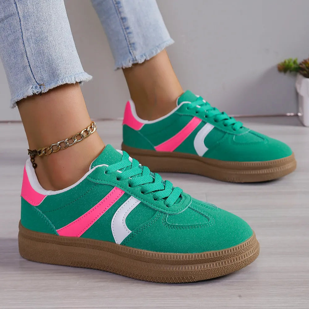 Contrast Round Toe Platform Sneakers 