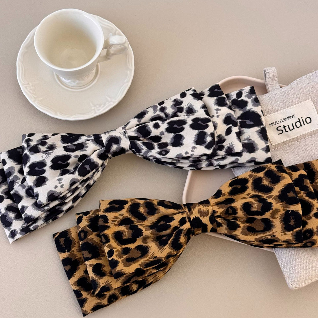 2 Piece Leopard Bow Hair Clip 