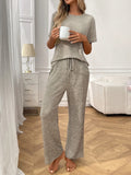 Ribbed Knit Short Sleeve Top and Pants Lounge Set Lingerie & Nightwear