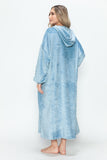 Double Take Full Size Pocketed Hooded Midi Lounge Dress 