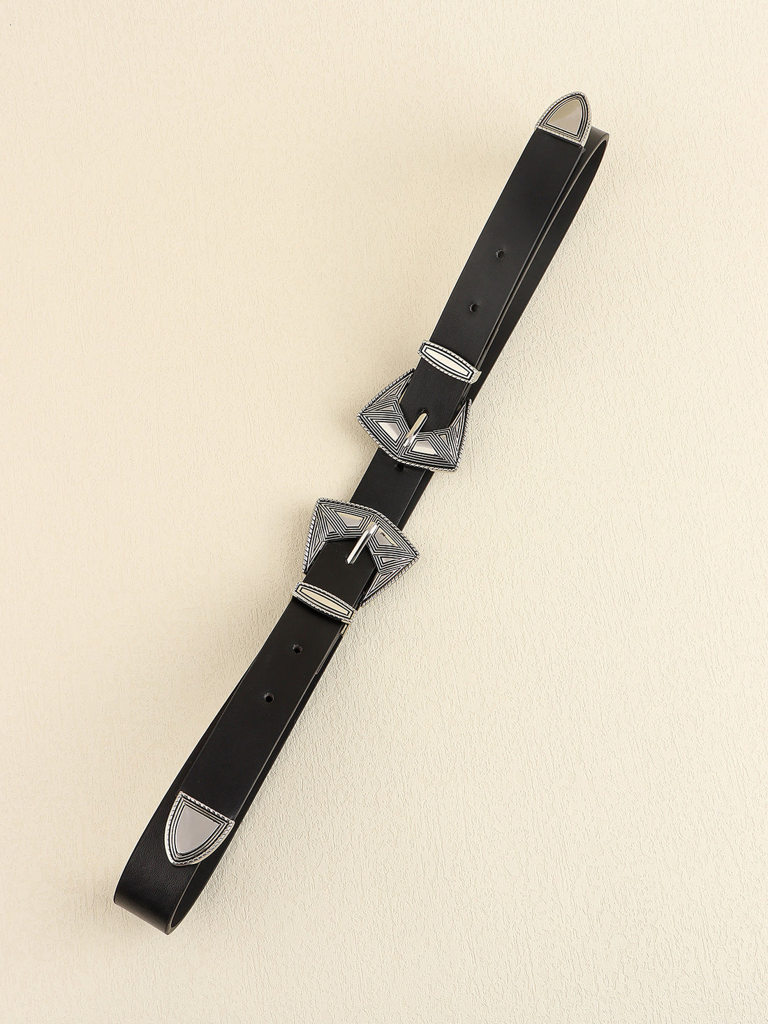 Double Buckle PU Leather Belt 