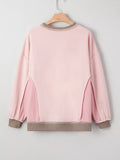 Color Block Mix Texture Waffle Patchwork Oversize Sweatshirt 