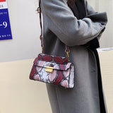 PU Leather Snakeskin Print Crossbody Bag 