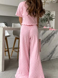 Polka Dot Round Neck Top and Pants Lounge Set Lingerie & Nightwear
