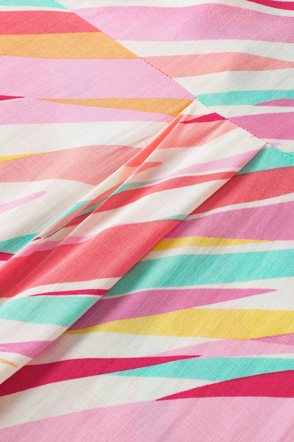 Plus Size Printed Notched Short Sleeve Blouse 