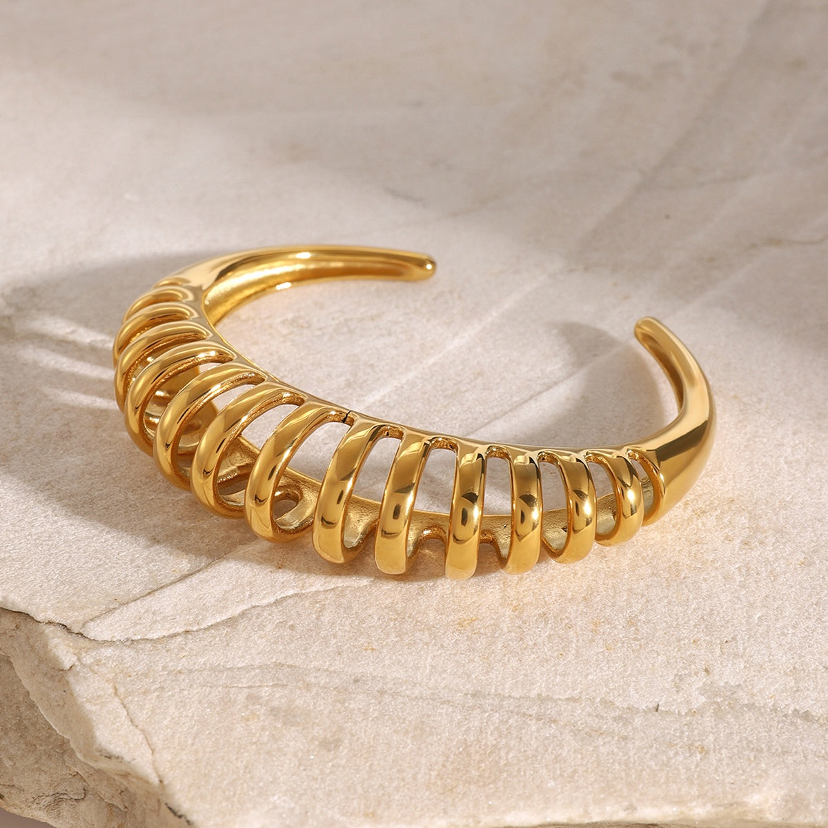 18K Gold-Plated Stainless Steel Cutout Bracelet 