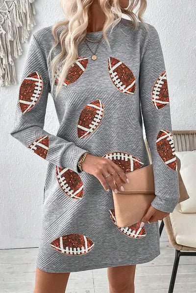 Sequin Football Long Sleeve Mini Dress Dresses