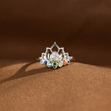 925 Sterling Silver Inlaid Zircon Lotus Shape Ring 
