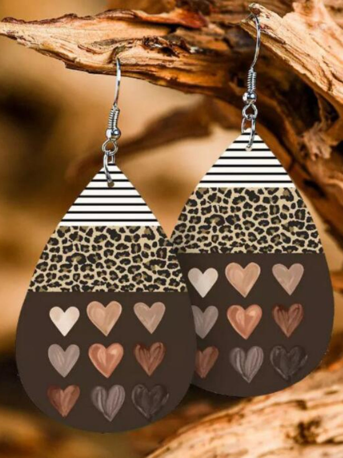 Printed PU Leather Dangle Earrings 