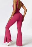 Basic Bae Sleeveless Bootcut Slit Active Jumpsuit 