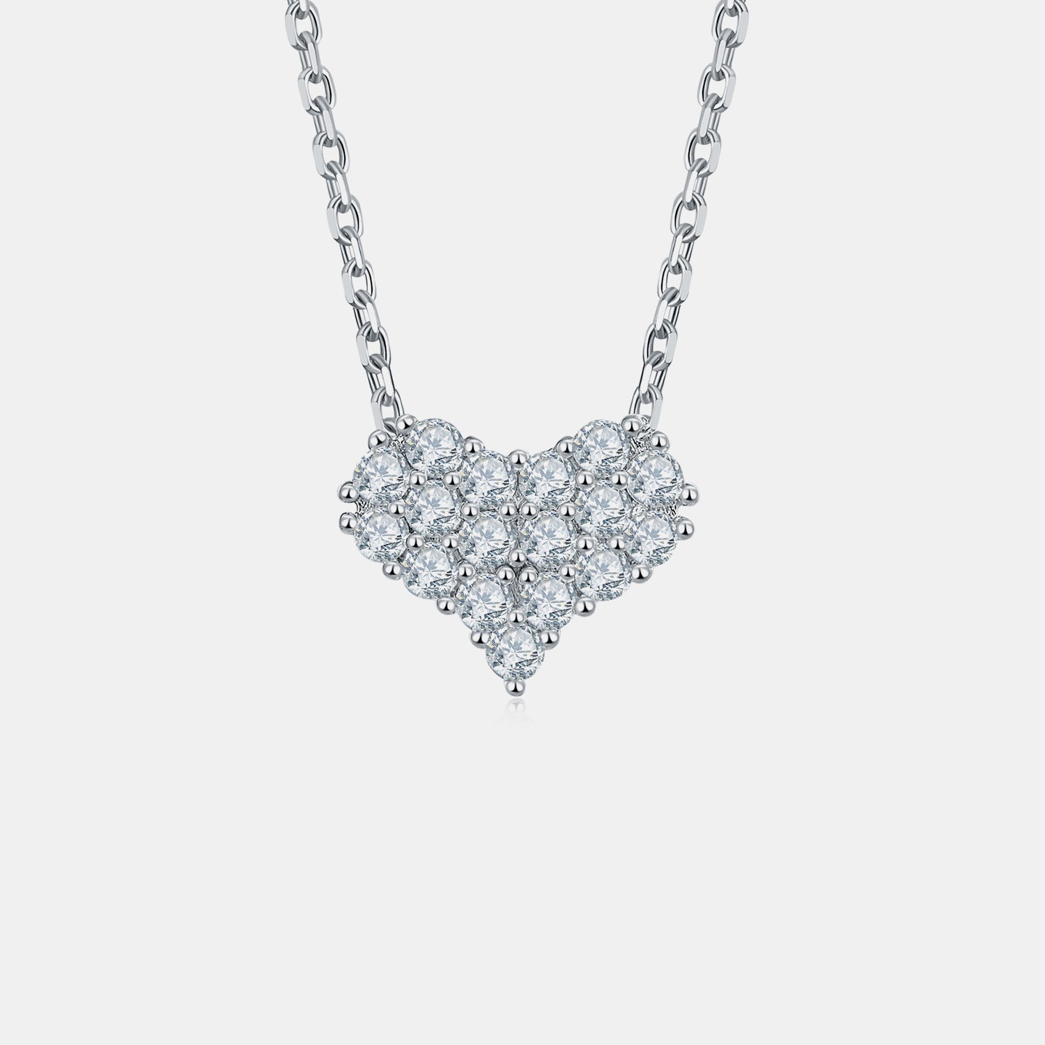 Moissanite 925 Sterling Silver Heart Necklace 
