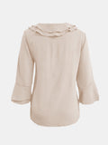 Full Size Ruffled V-Neck Flounce Sleeve Blouse 