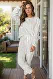 Round Neck Long Sleeve Top and Pants Lounge Set Lingerie & Nightwear