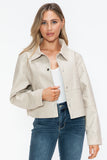 Snobbish Snap Down Long Sleeve PU Leather Jacket 