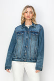 RISEN Full Size Distressed Button Up Jacket 