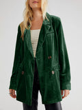 Lapel Collar Long Sleeve Blazer with Pockets 