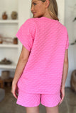 Double Take Full Size Texture T-Shirt and Shorts Set 