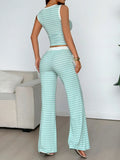 Striped Tank Top and Flare Pants Set 