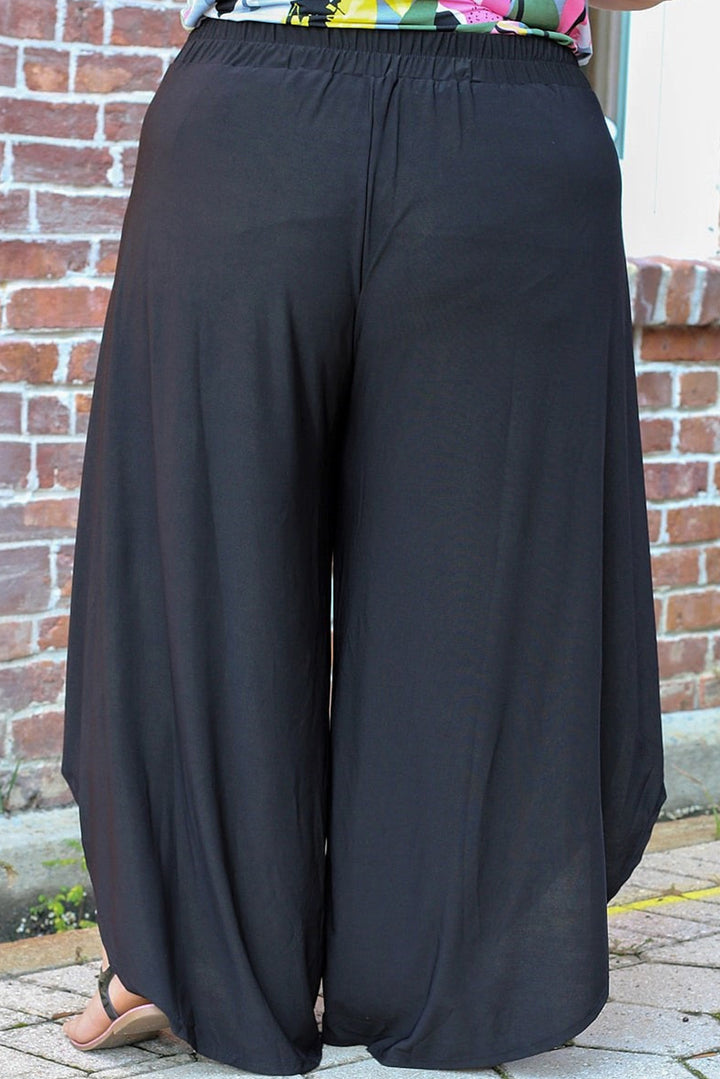 Plus Size Tie Front Wide Leg Pants 