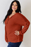 Basic Bae Full Size Ribbed Half Button Long Sleeve T-Shirt 