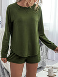 Round Neck Raglan Sleeve Top and Shorts Lounge Set Lingerie & Nightwear