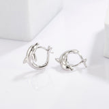 925 Sterling Silver Zircon Dolphin Earrings 