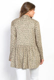 Be Stage Full Size Peplum Leopard Open Front Long Sleeve Cardigan 