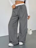Striped Wide Leg Drawstring Pants 