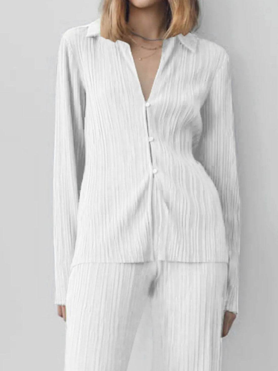 Texture Long Sleeve Top and Pants Lounge Set Lingerie & Nightwear