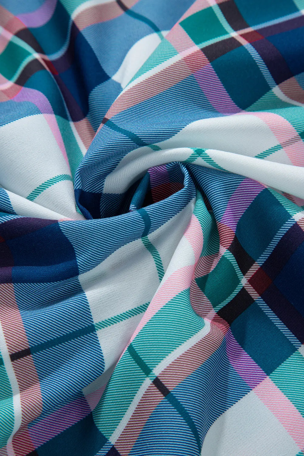 Plaid Snap Down Long Sleeve Top and Shorts Lounge Set Lingerie & Nightwear