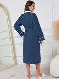 Contrast Trim Tie Waist Lounge Nightgown with Pockets Lingerie & Nightwear