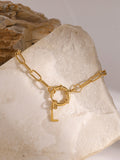 18K Gold-Plated Stainless Steel Letter L Bracelet Accessories