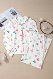 Printed Collared Neck Long Sleeve Top and Pants Lounge Set Lingerie & Nightwear