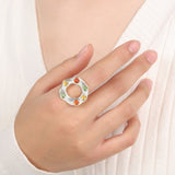 Titanium Steel Glass Bead Ring 