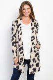 Be Stage Printed Open Front Knit Cardigan with Pockets 