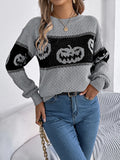 Pumpkin Round Neck Long Sleeve Sweater 