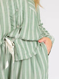 Striped Collared Neck Long Sleeve Top and Shorts Lounge Set Lingerie & Nightwear