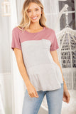 Heimish Color Block Striped Round Neck Short Sleeve T-Shirt 