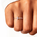 Cross Inlaid Zircon 925 Sterling Silver Ring 
