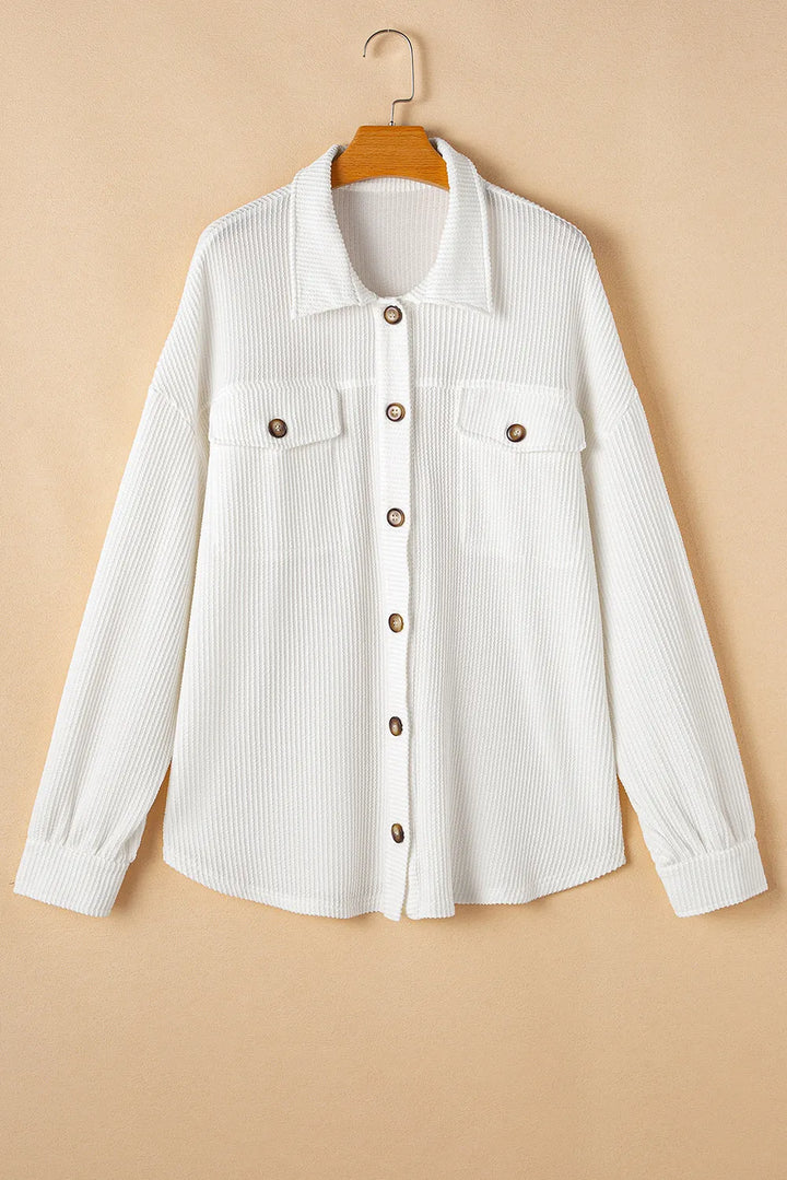 Plus Size Button Up Long Sleeve Jacket 
