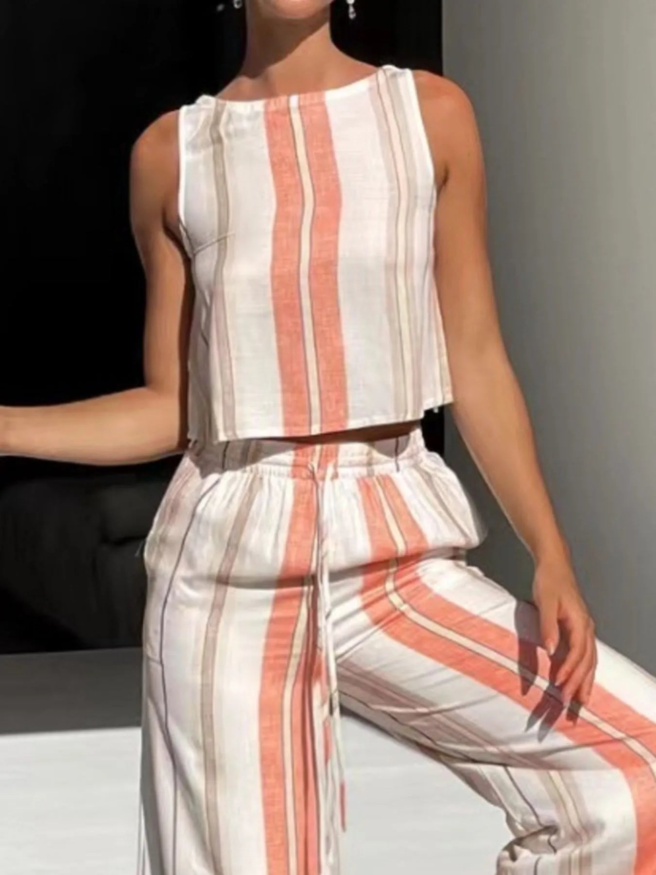 Printed Tank and Wide Leg Pants Set Two Piece Dresses