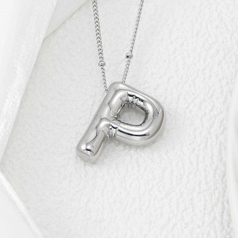 Copper Bubble Letter Pendant Necklace 