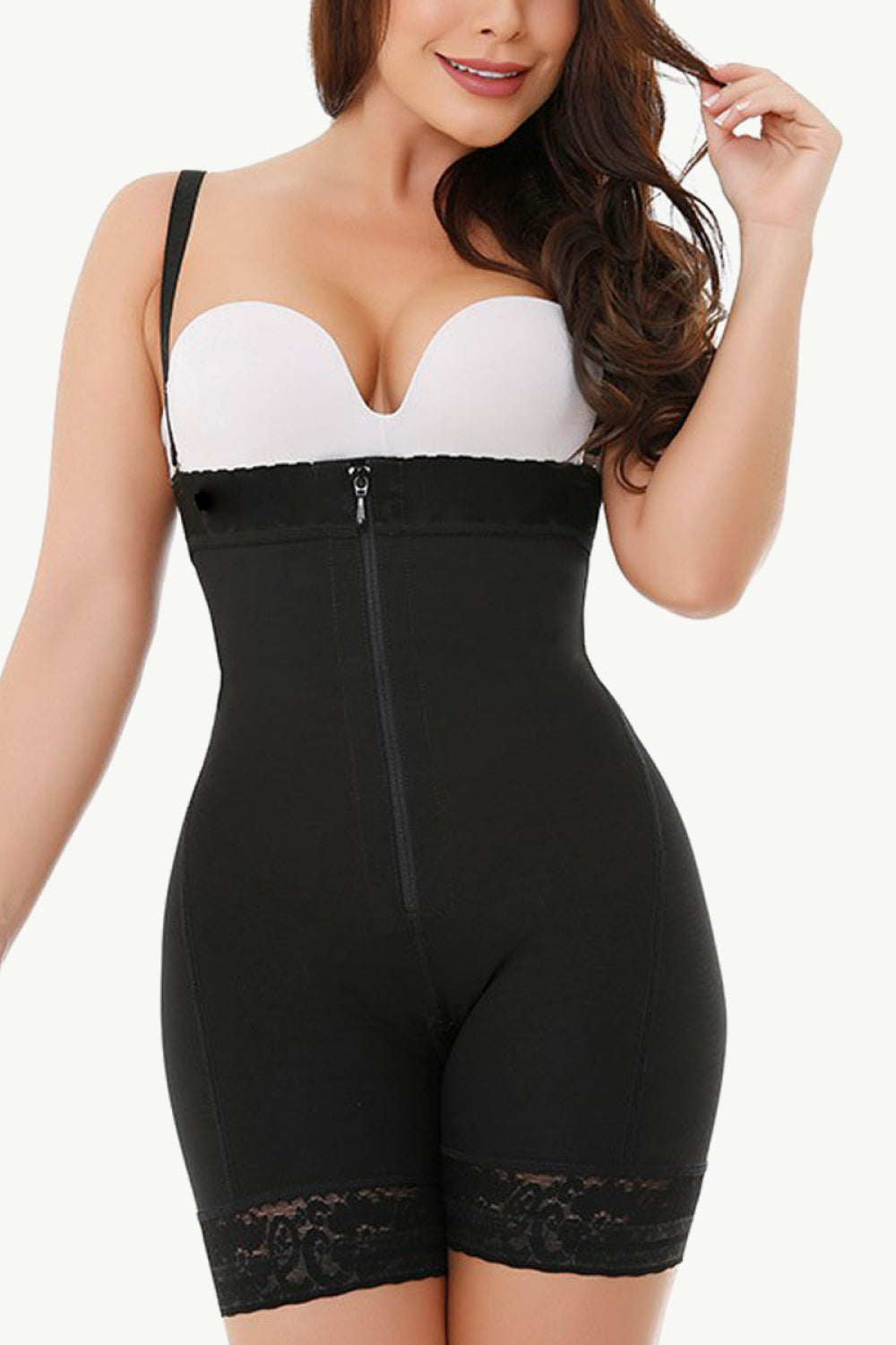 Full Size Zip Up Under-Bust Shaping Bodysuit 