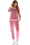 Round Neck Long Sleeve Loungewear Set with Pockets Lingerie & Nightwear