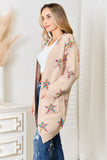 Angel Wings Star Pattern Open Front Longline Cardigan 