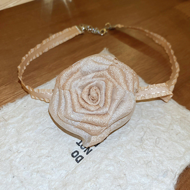 3D Rose Alloy Buckle Necklace 