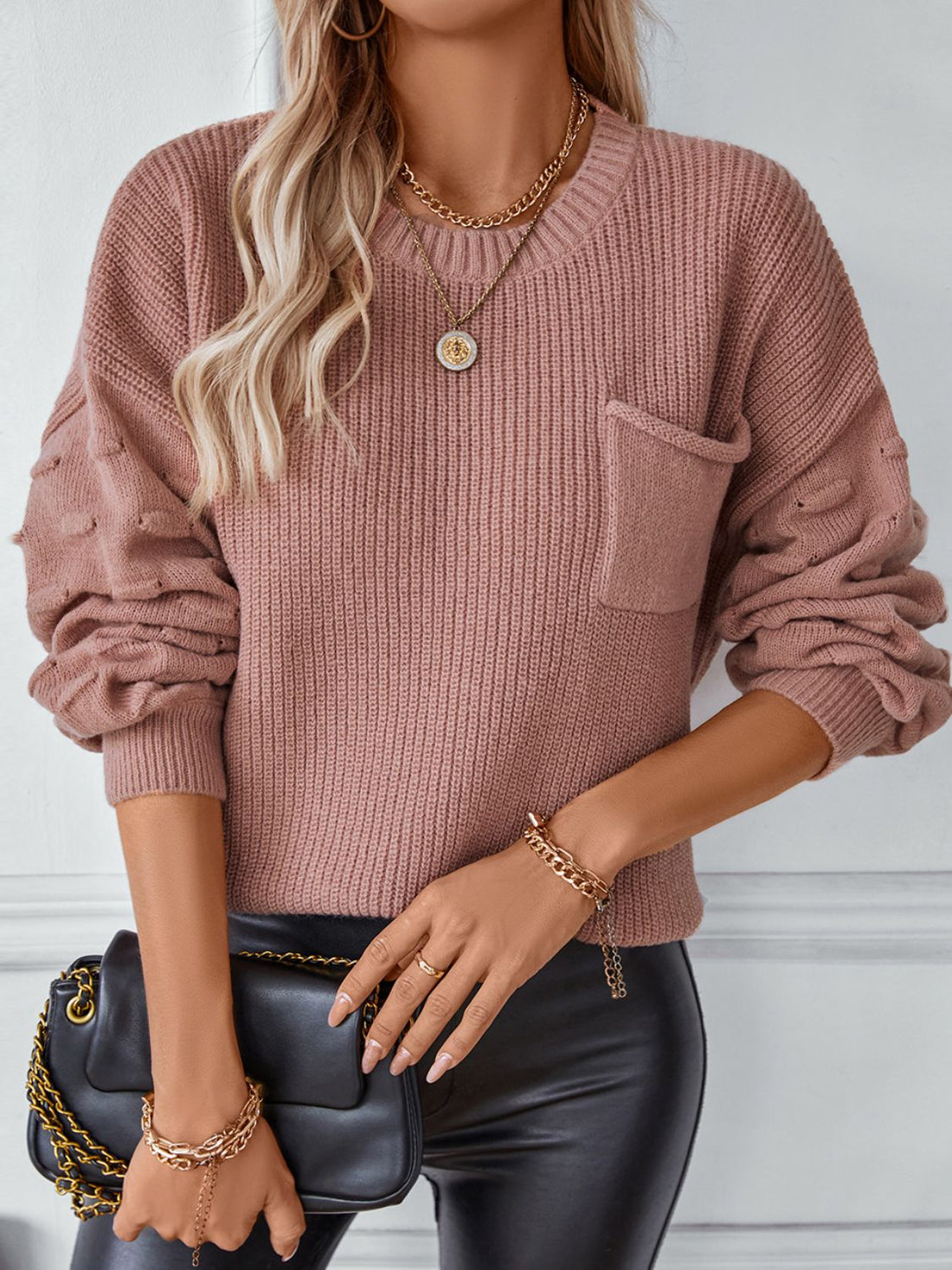 Round Neck Drop Shoulder Sweater 