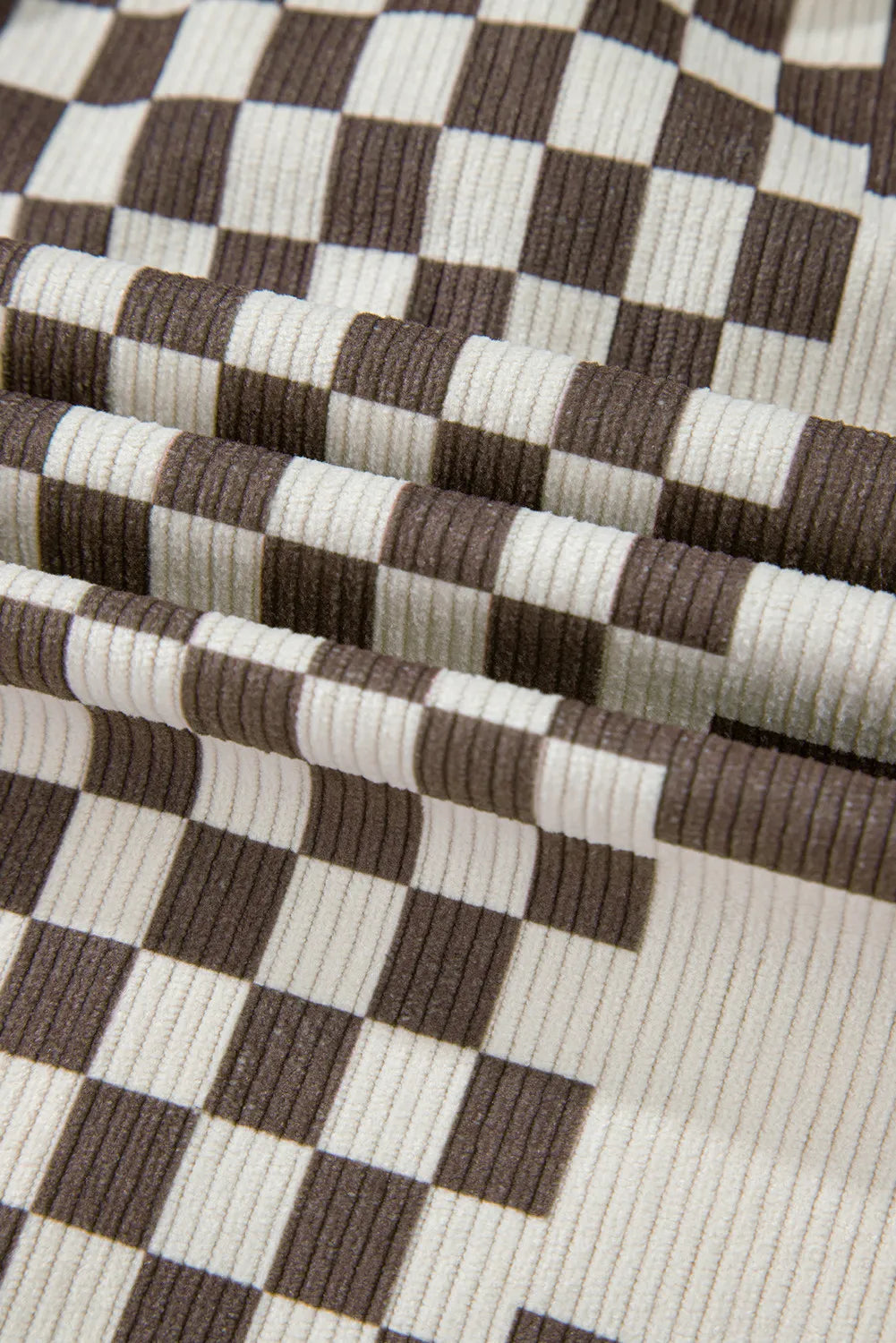 Plus Size Checkered Button Up Long Sleeve Jacket 